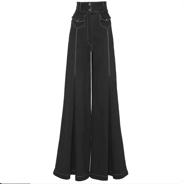 High-Waisted Flared Wide Leg Pants - Noir