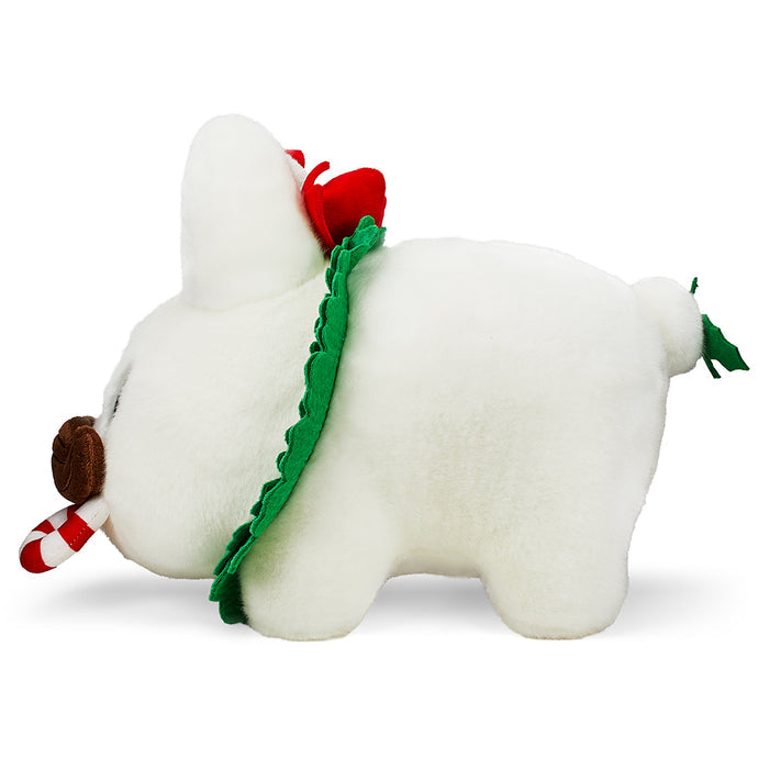 Labbit plush holiday wreath with festive Fa La La design, 14-inch soft plush toy by Kidrobot and Frank Kozik.