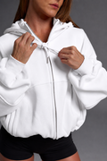 Hooded Icon Rib Fleece - White