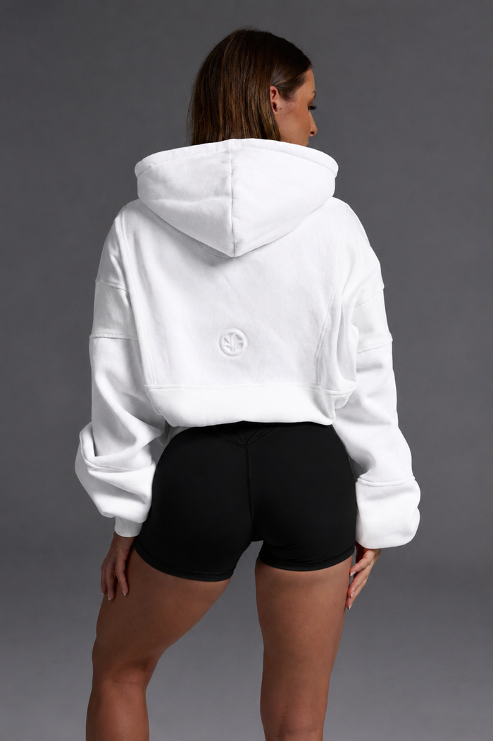 Hooded Icon Rib Fleece - White