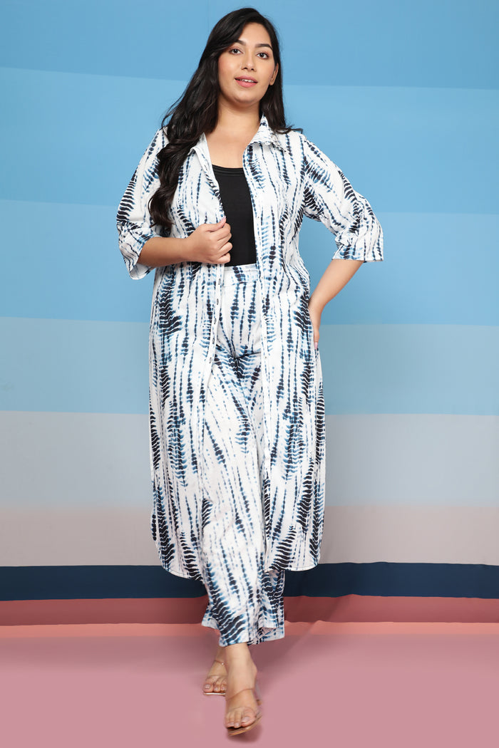 Indigo Tie Dye Kurta cum Shrug
