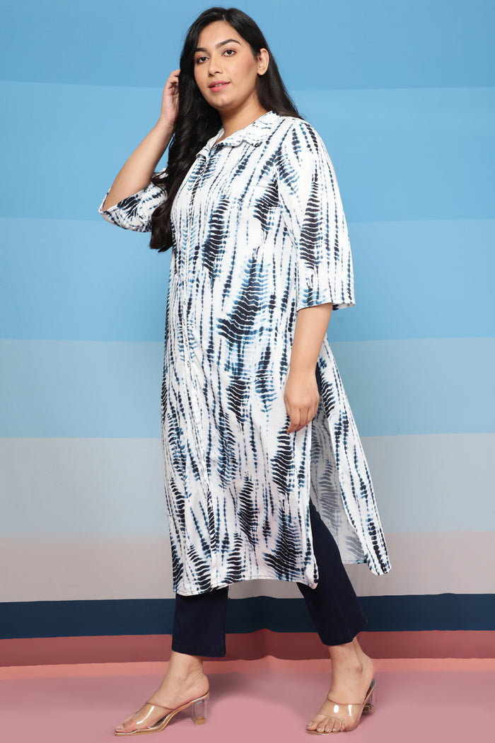 Indigo Tie Dye Kurta cum Shrug