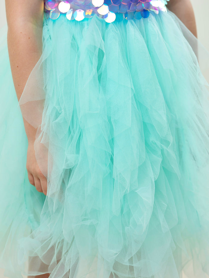 Iridescent Aqua Mermaid Sequin Party Dress Mia Belle Girls