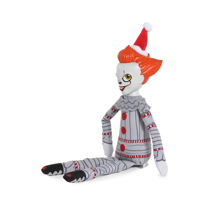 IT Holiday Horribles Pennywise plush, 8-inch soft toy from the IT 2017 movie, featuring Pennywise in holiday-themed attire.