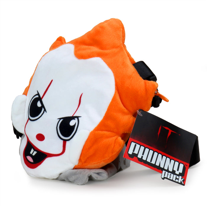 IT Pennywise plush from the Phunny Pack featuring a detailed, soft, and collectible clown doll with red hair and a sinister smile.