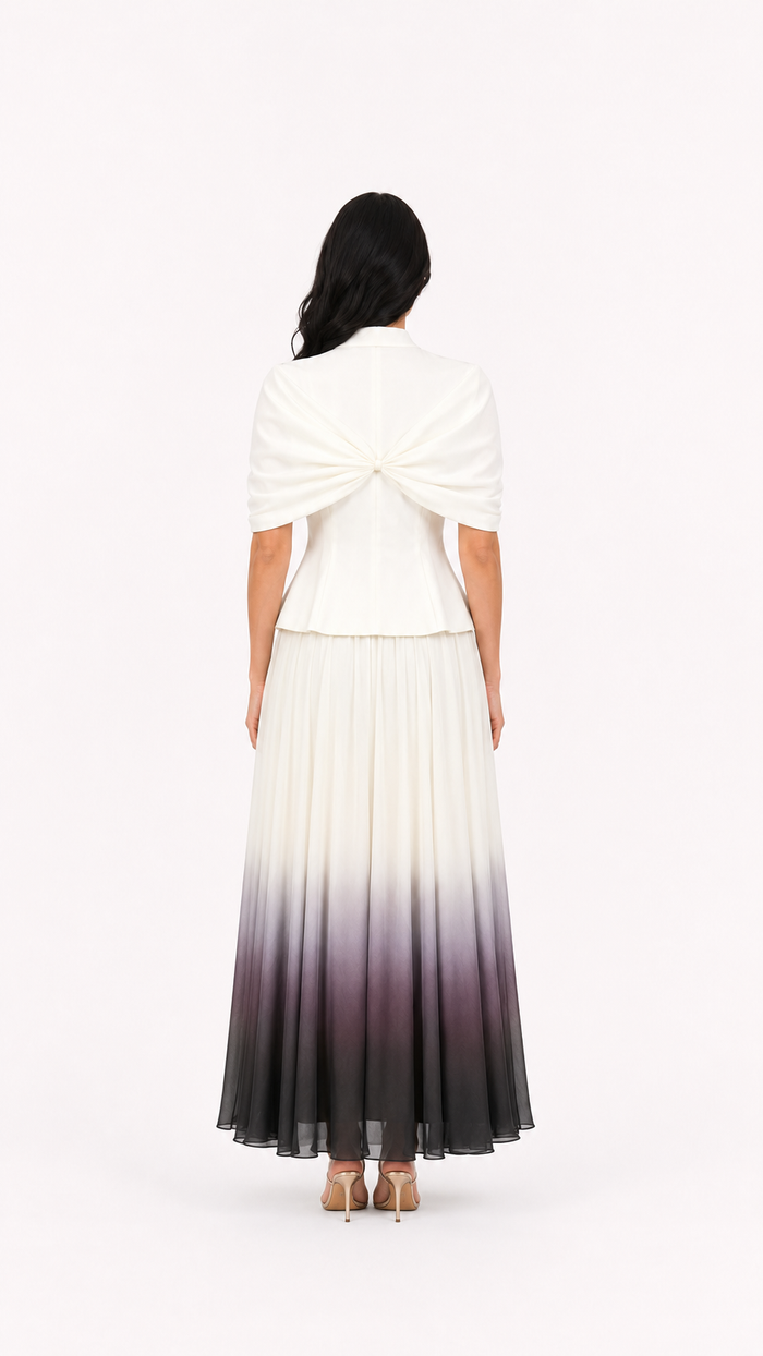 Ivory Ombre Chiffon Two-Piece Set – LUNA