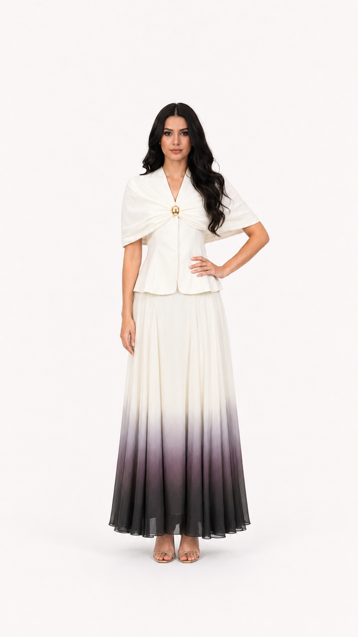 Ivory Ombre Chiffon Two-Piece Set – LUNA