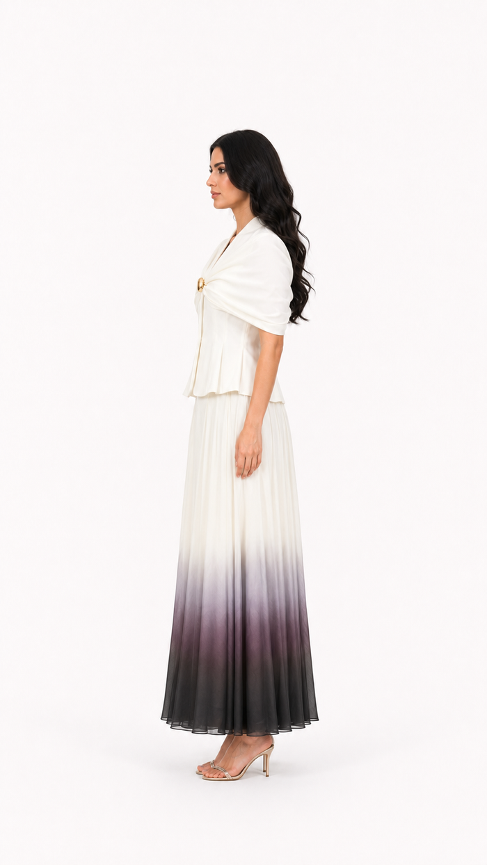 Ivory Ombre Chiffon Two-Piece Set – LUNA
