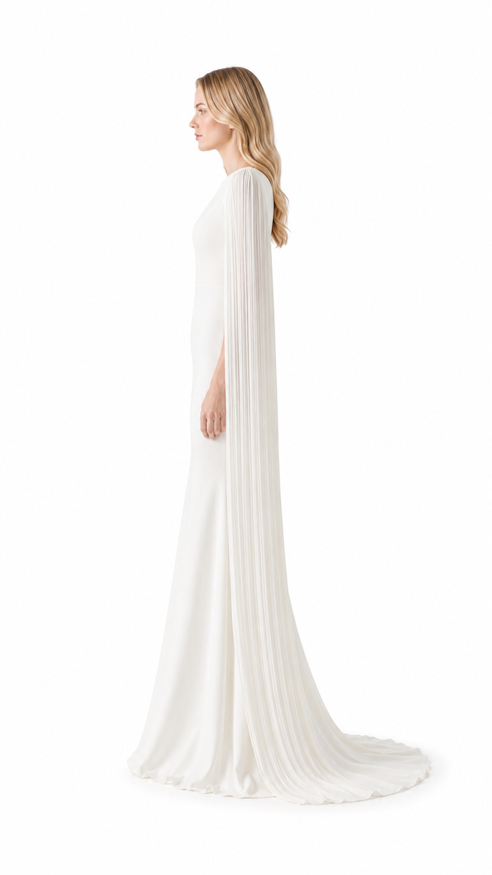 Ivory One-Shoulder Cape Mermaid Gown – ELYSIA