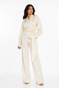 Ivory Wrap Tie Blouse – Élan