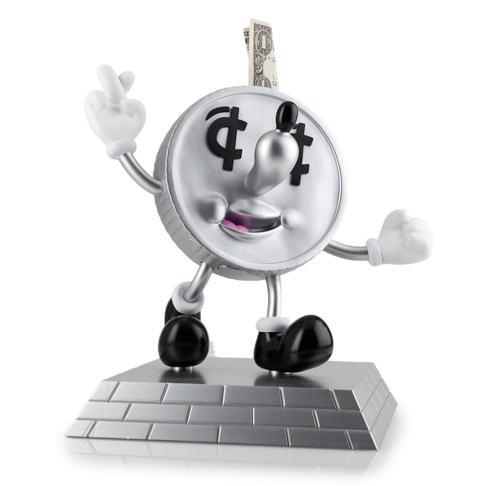 Jeremyville Lucky Money Coin vinyl art toy bank featuring a colorful, stylized design with a coin slot on top and a playful character figure.
