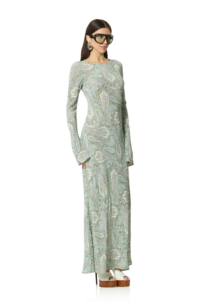 Jetta Dress - Aqua Paisley