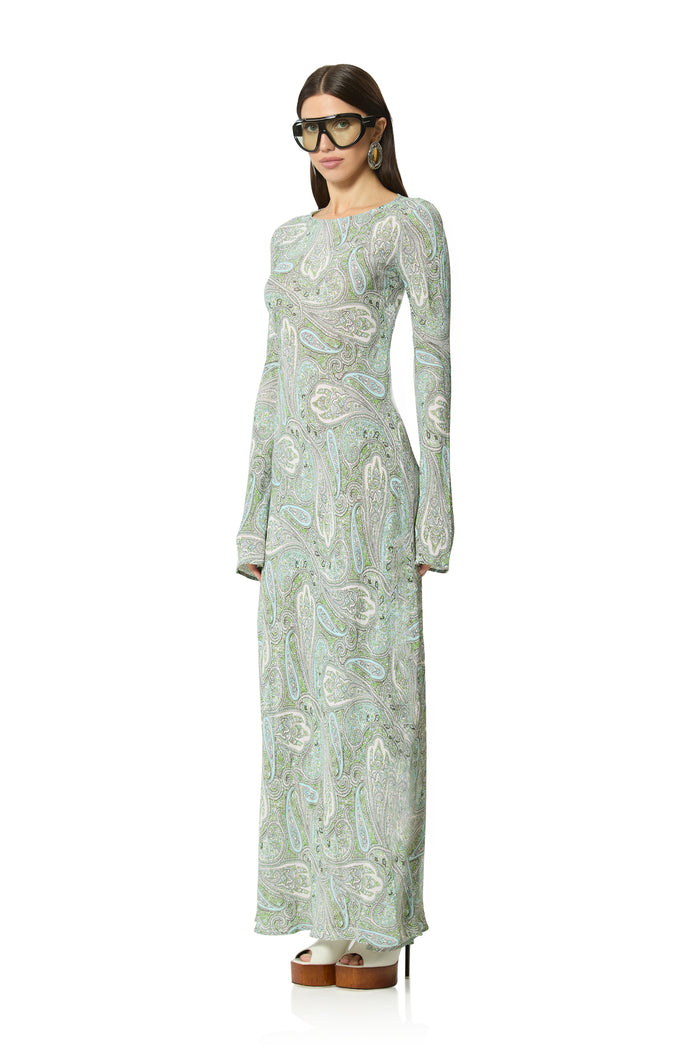 Jetta Dress - Aqua Paisley