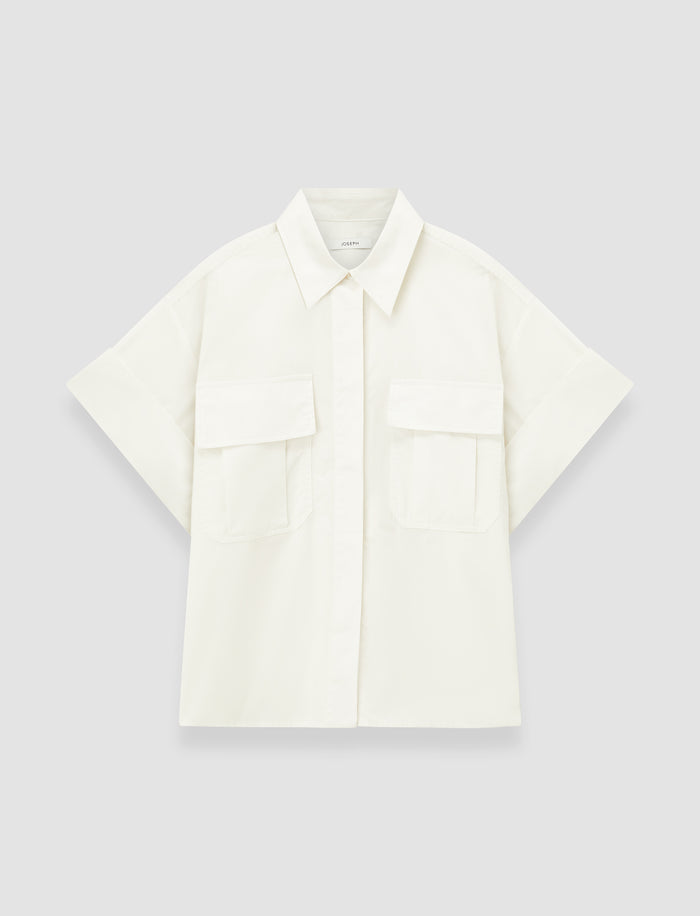 White Justo Poplin Cotton Shirt - Joseph