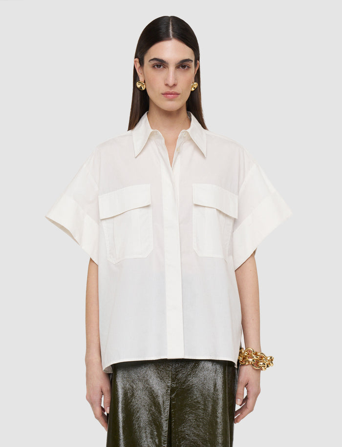 White Justo Poplin Cotton Shirt - Joseph