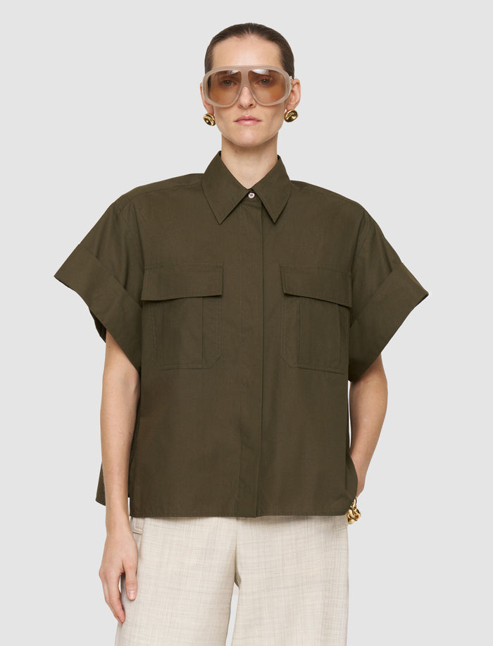 Green Justo Poplin Cotton Shirt - Joseph