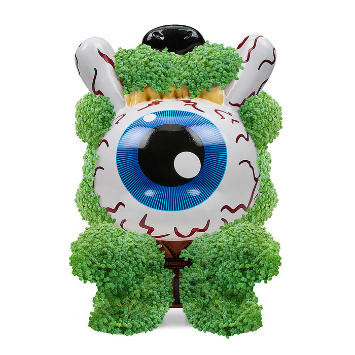 8-inch Keep Watch Chia Dunny figure by Mishka with bloodshot eyes, featuring a unique design and detailed paintwork.