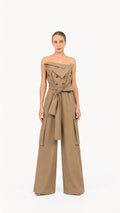 Khaki Off-Shoulder Utility Jumpsuit – AURELIA