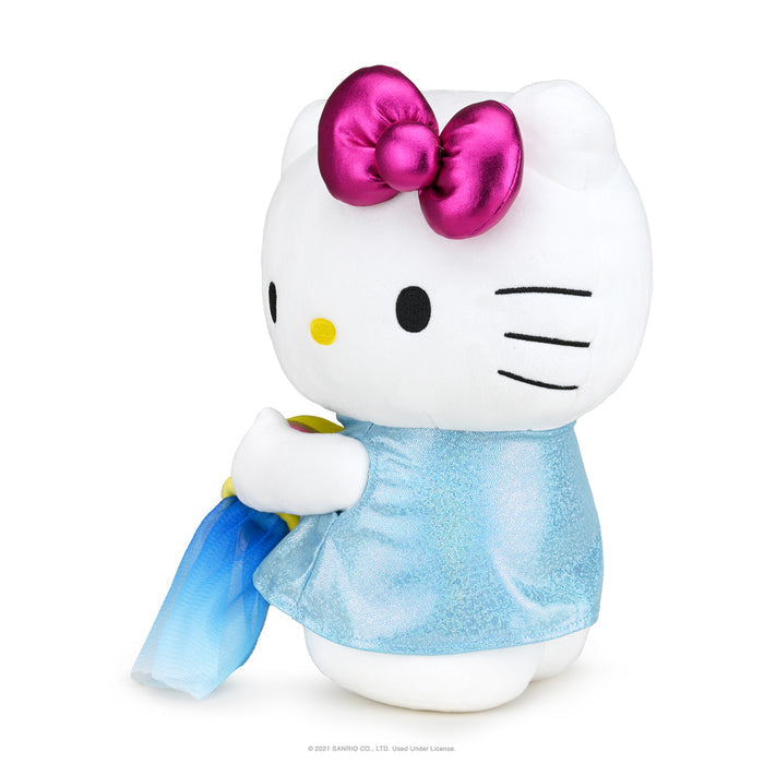 Sanrio Kidrobot Hello Kitty Aquarius Zodiac Medium Plush in blue with star details, soft and cuddly for kids.