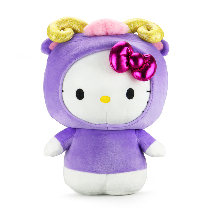 Sanrio Kidrobot Hello Kitty Zodiac Aries plush, medium-sized soft toy featuring Aries constellation design.