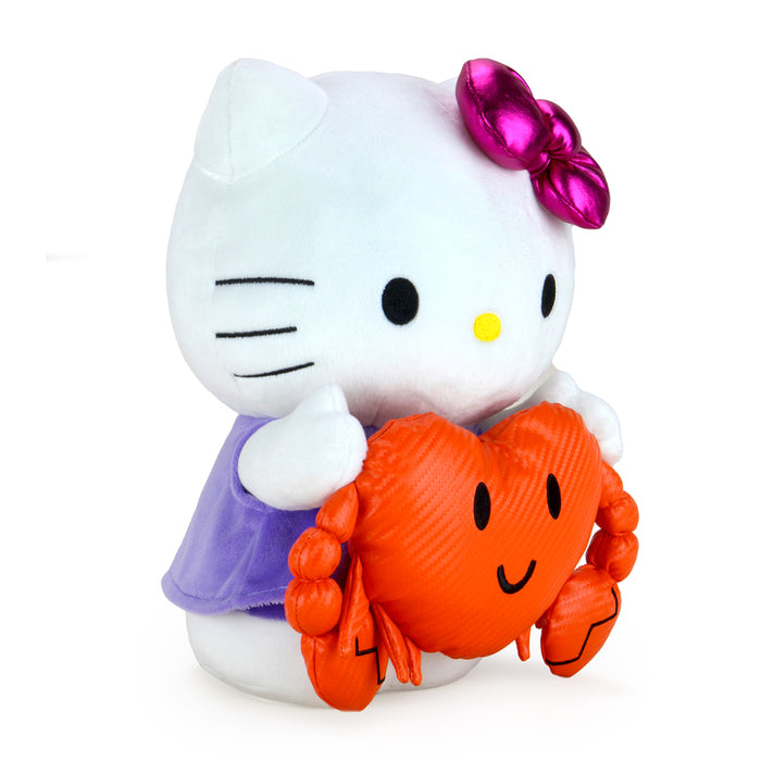 Sanrio Kidrobot Hello Kitty Zodiac medium plush in Cancer edition featuring a soft plush toy with Cancer zodiac symbols and design.