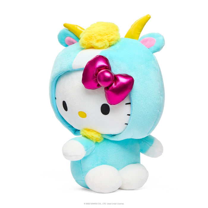 Sanrio Kidrobot Hello Kitty Zodiac Medium Plush in Capricorn edition, soft plush toy featuring detailed Capricorn design.