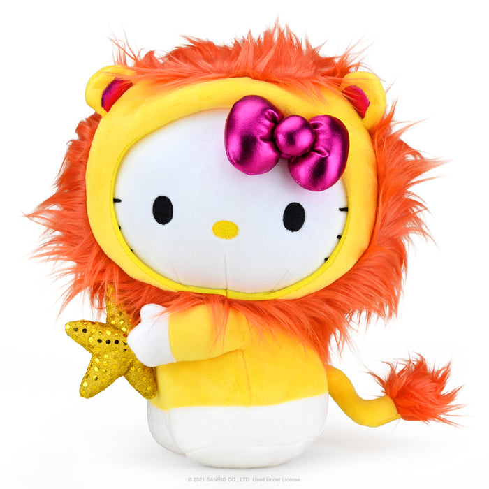 Sanrio Kidrobot Hello Kitty Zodiac Medium Plush Leo Edition showing a soft plush toy with Leo zodiac symbol and bright colors.