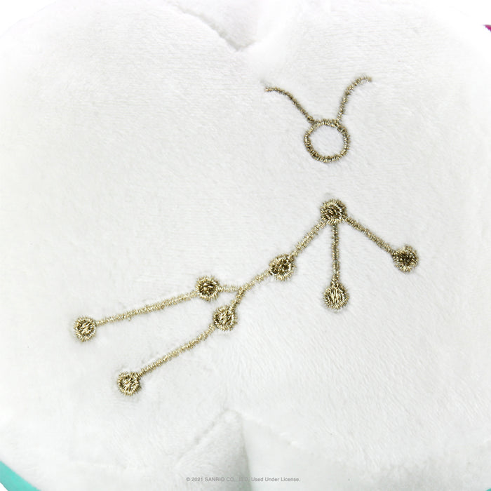 Sanrio Kidrobot Hello Kitty Zodiac Taurus plush, soft medium plush toy featuring Taurus constellation details and Hello Kitty design.