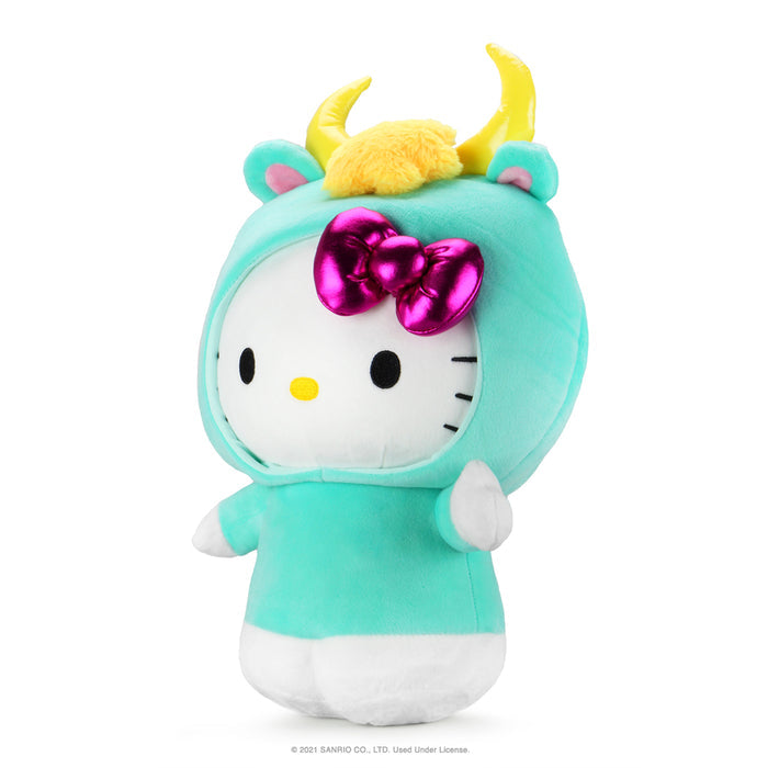 Sanrio Kidrobot Hello Kitty Zodiac Taurus plush toy, medium size with detailed Taurus design, soft and cuddly for kids.