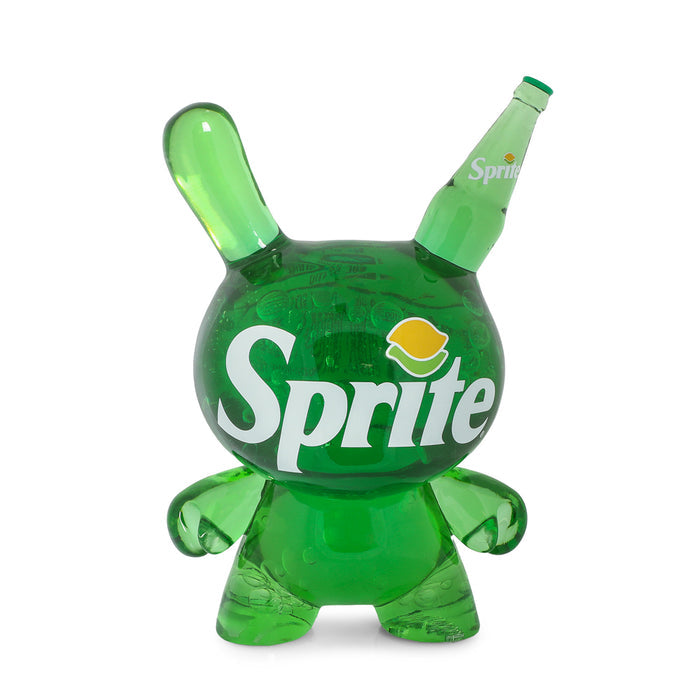 Limited edition Kidrobot Sprite 8-inch resin Dunny art figure, Coca-Cola branded collectible with detailed design.