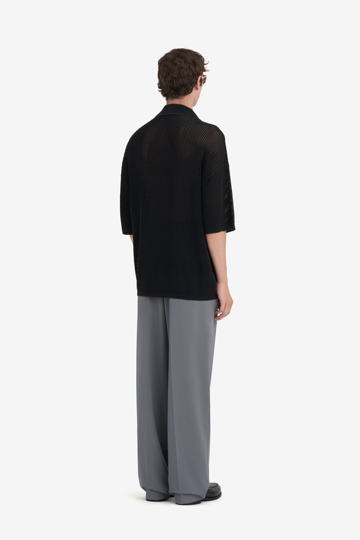 KNIT POLO SL WASH T1 / BLACK