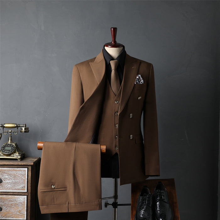 Korean Version Double Breasted Men's Three Piece Casual Suit - Rosymae