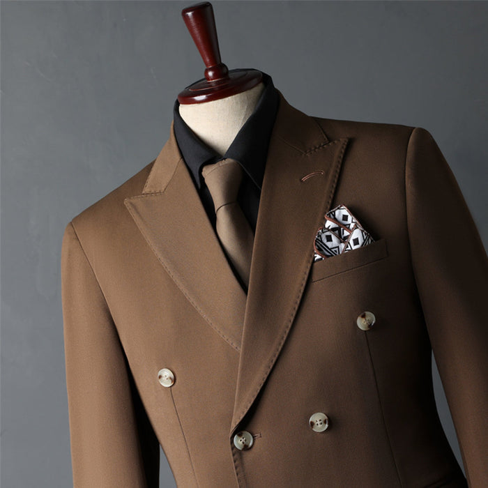 Korean Version Double Breasted Men's Three Piece Casual Suit - Rosymae