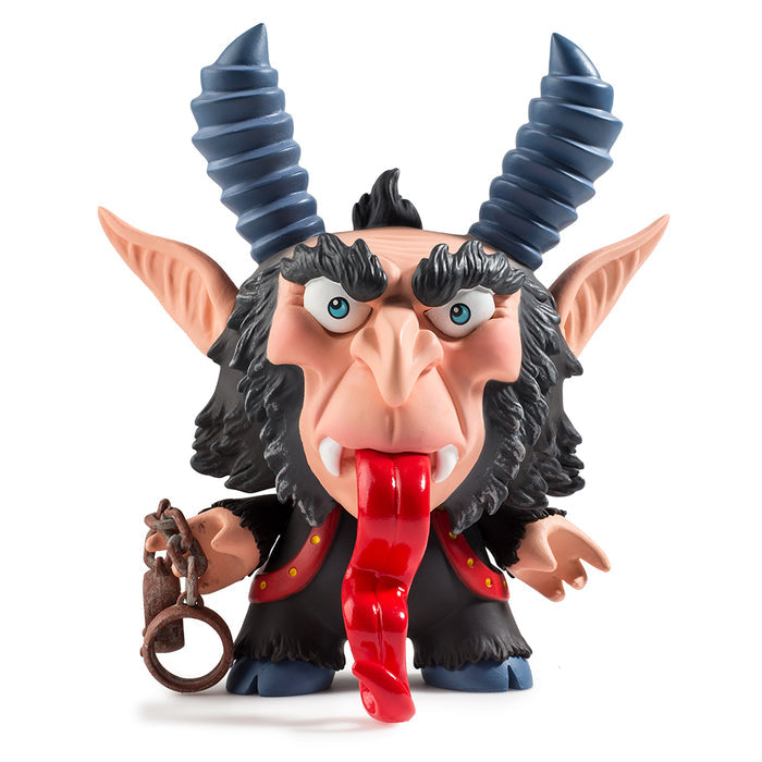 5-inch KRAMPUS Dunny art figure by Scott Tolleson featuring festive design and detailed artwork, with a unique collectible figure appearance.