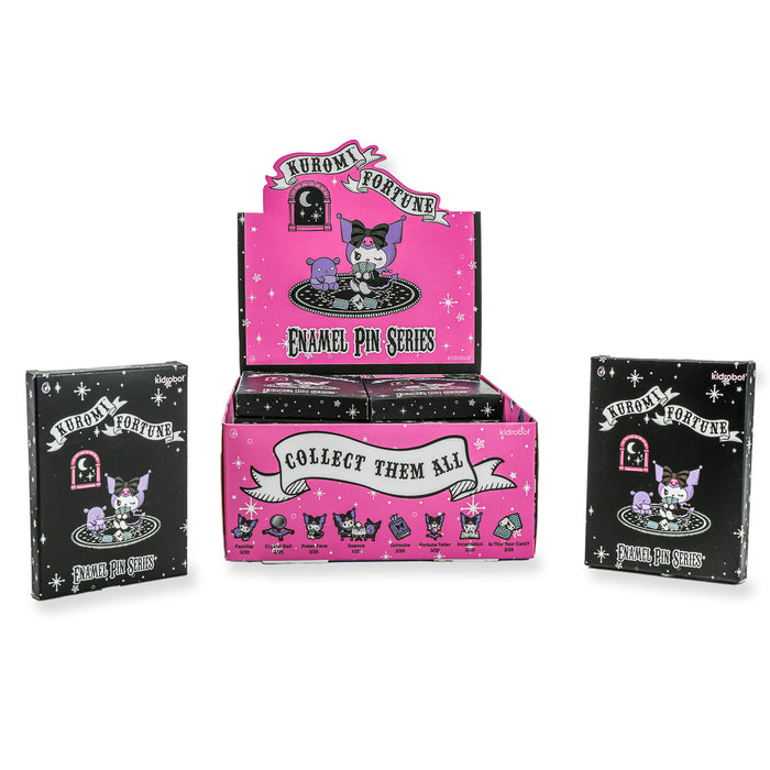 Kuromi™ Fortune Deluxe enamel pin from Sanrio, featuring a detailed design, shown on a plain background.