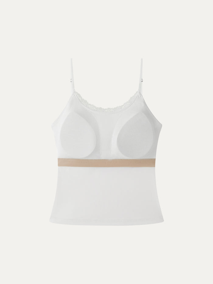 OGLmove Lace Trim Scoop Neck Spaghetti Bra Top