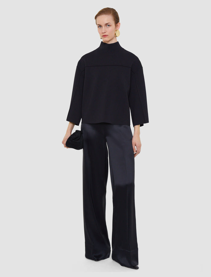 Black Larrey Compact Milano Knit Top - Joseph
