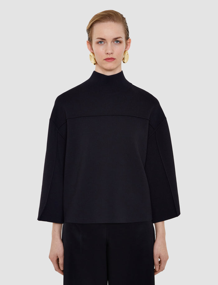 Black Larrey Compact Milano Knit Top - Joseph
