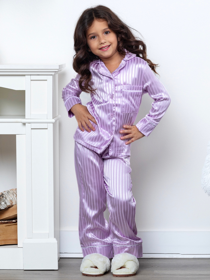 Lavender Luxe Satin Stripe Pajama Set