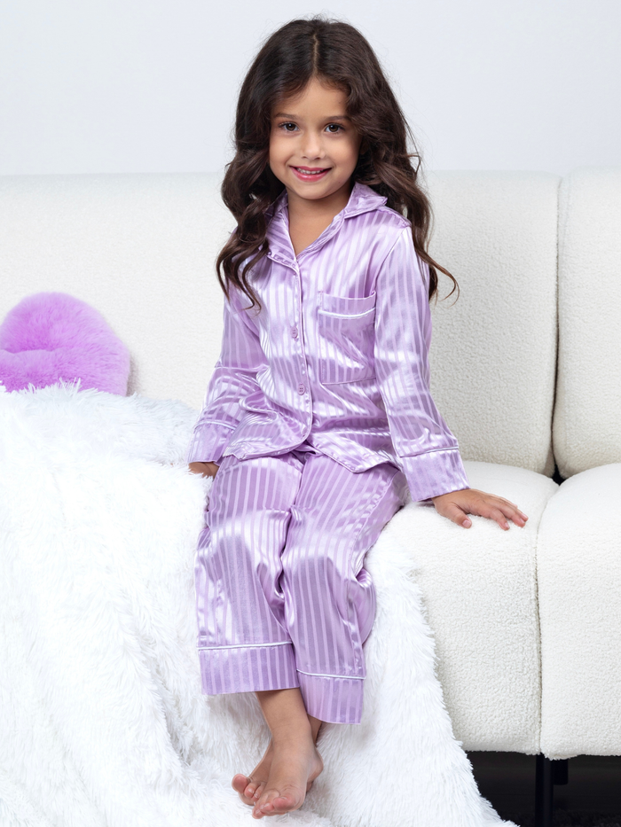 Lavender Luxe Satin Stripe Pajama Set
