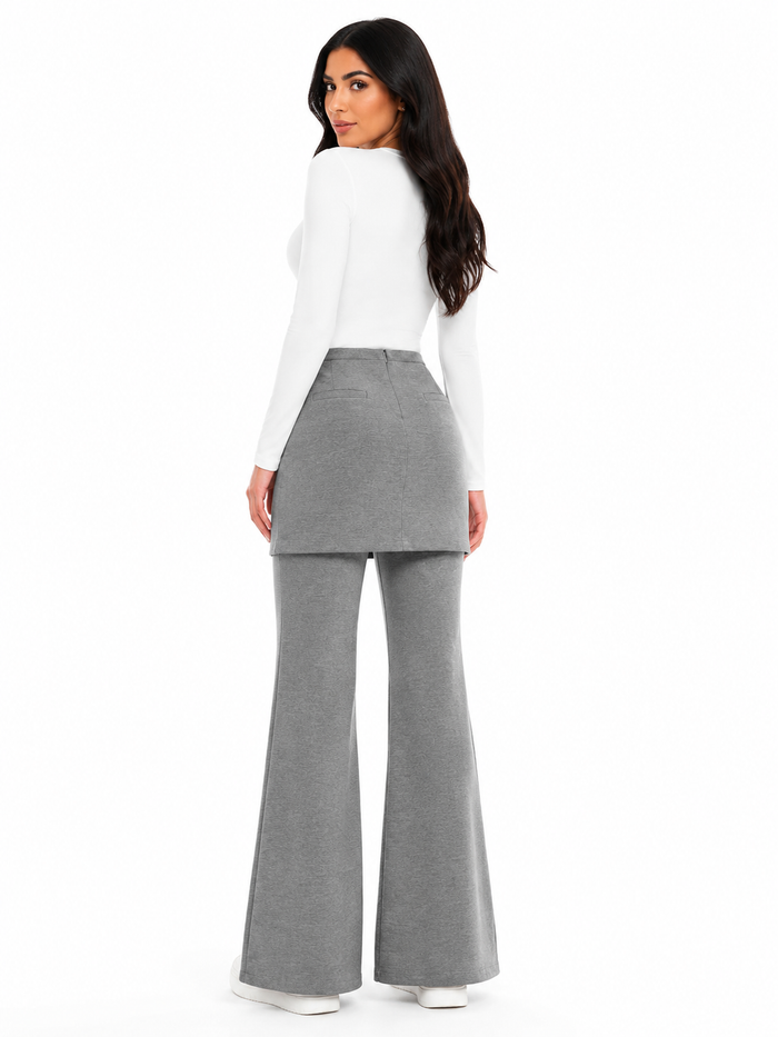 Layered Flare Pants Skirt - Helza