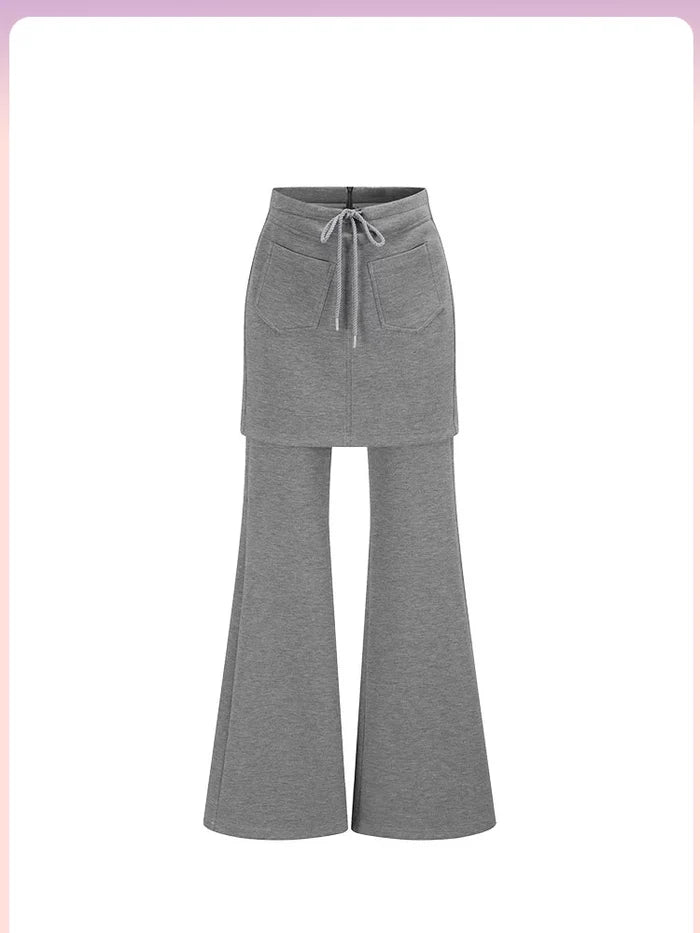 Layered Flare Pants Skirt - Helza