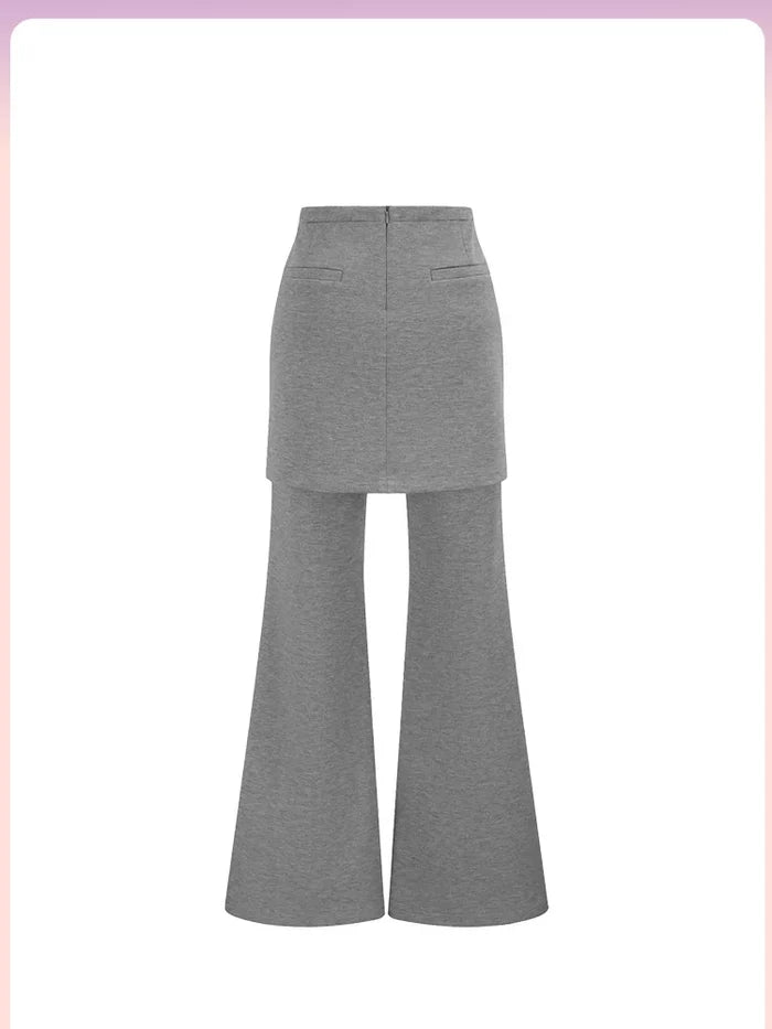 Layered Flare Pants Skirt - Helza