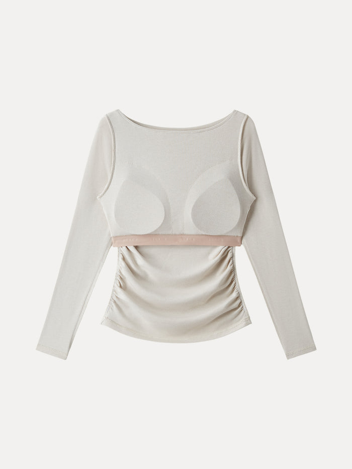 OGLmove Light Warm Boatneck Ruched Bra Top