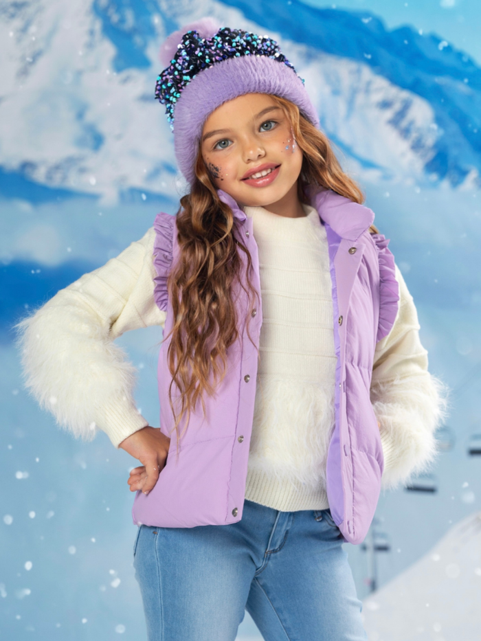 Lilac Lift Ruffle Puffer Vest