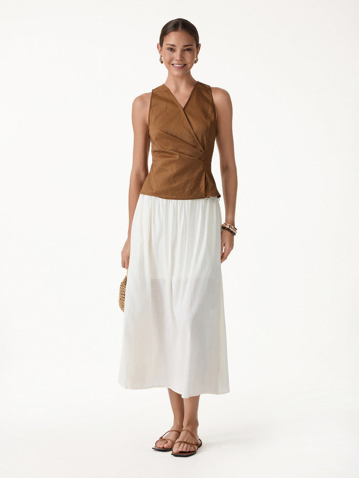 OGLmove Linen Blend Surplice Top with Side Twist