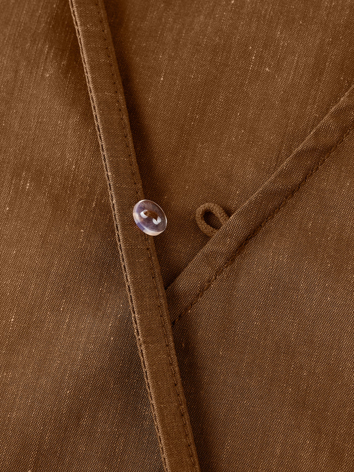 OGLmove Linen Blend Surplice Top with Side Twist