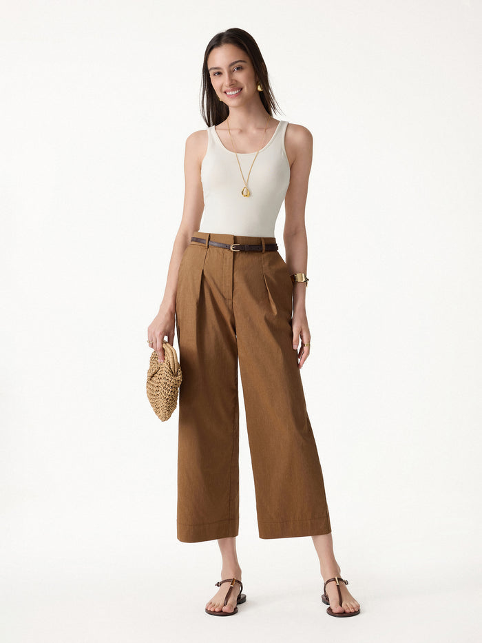 OGLmove Linen Cropped Wide Leg Pants