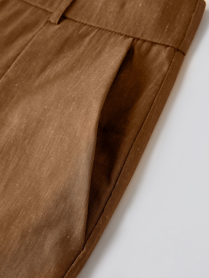 OGLmove Linen Cropped Wide Leg Pants