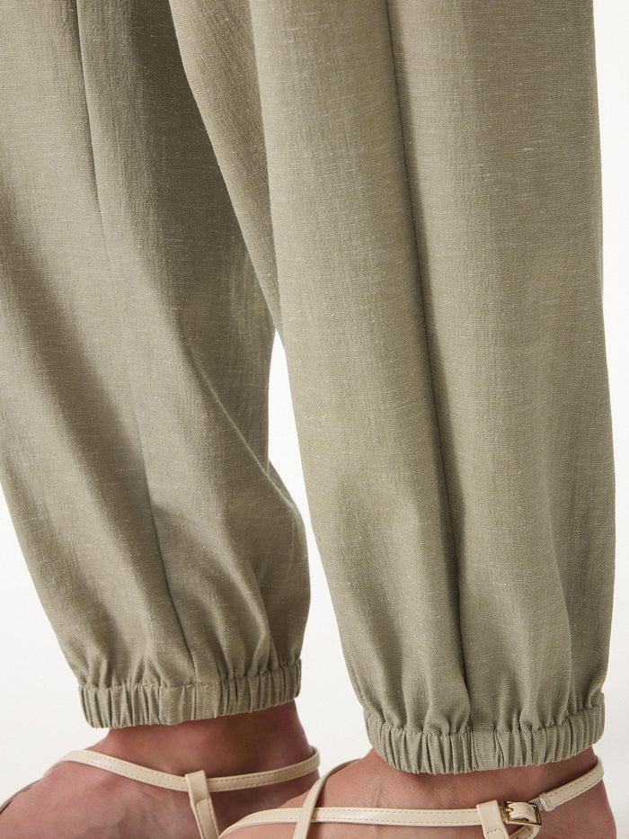OGLmove Linen-like High-Rise Balloon Jogger Pants with Pockets